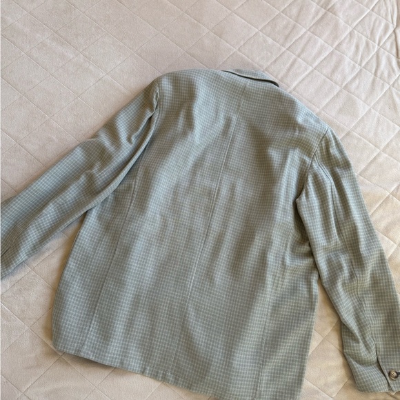 Brioni Light Gray/Beige Checkered Jacket. Bottom holes made from leather. - Picture 3 of 9